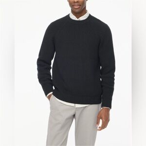 EUC J crew Raglan shaker-stitch black crewneck sweater Sz M customer return